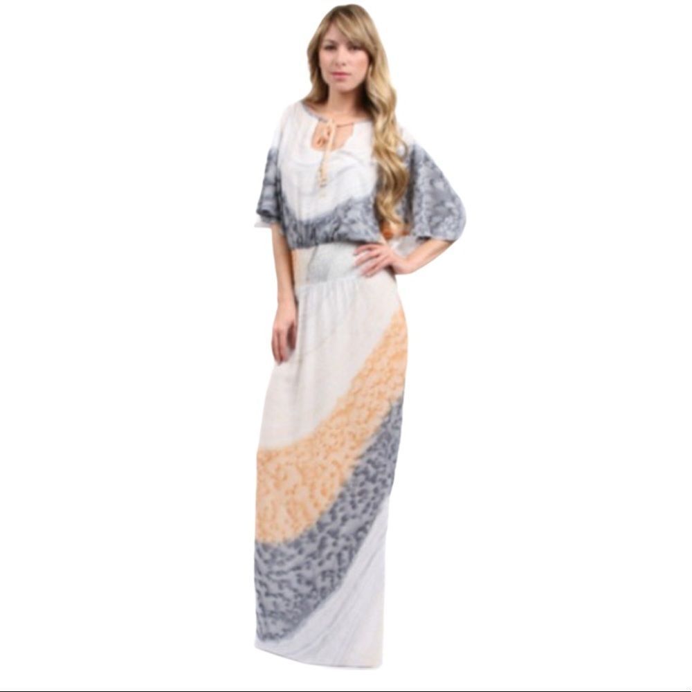 Indah Maya Cape Sleeve Tie Dye‎ Maxi Dress